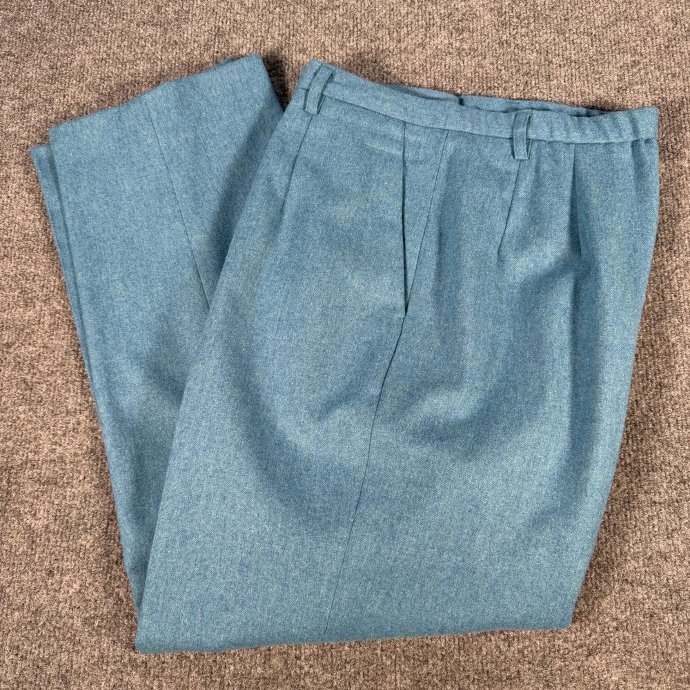 Vintage Pendleton Wool Pants Womens 14 USA High Rise Pleated Teal #4382